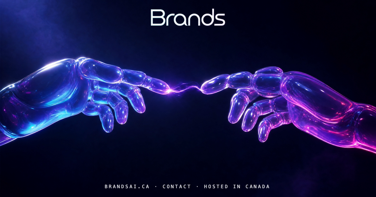 The Thread, from the BrandsAI house collection: a glass sculpture scene in cyan, violet and magenta.